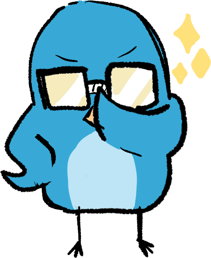 Aotarosu, a small blue illustrated bird