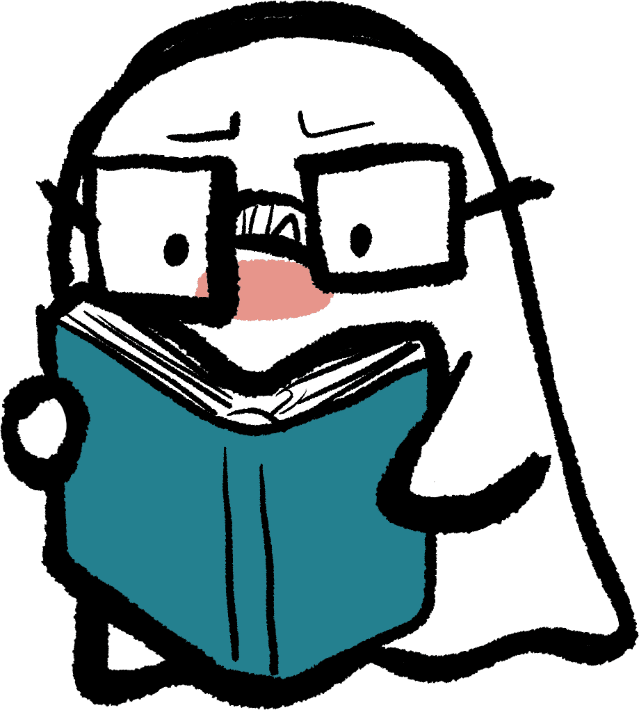 Obake, a friendly illustrated ghost smiling